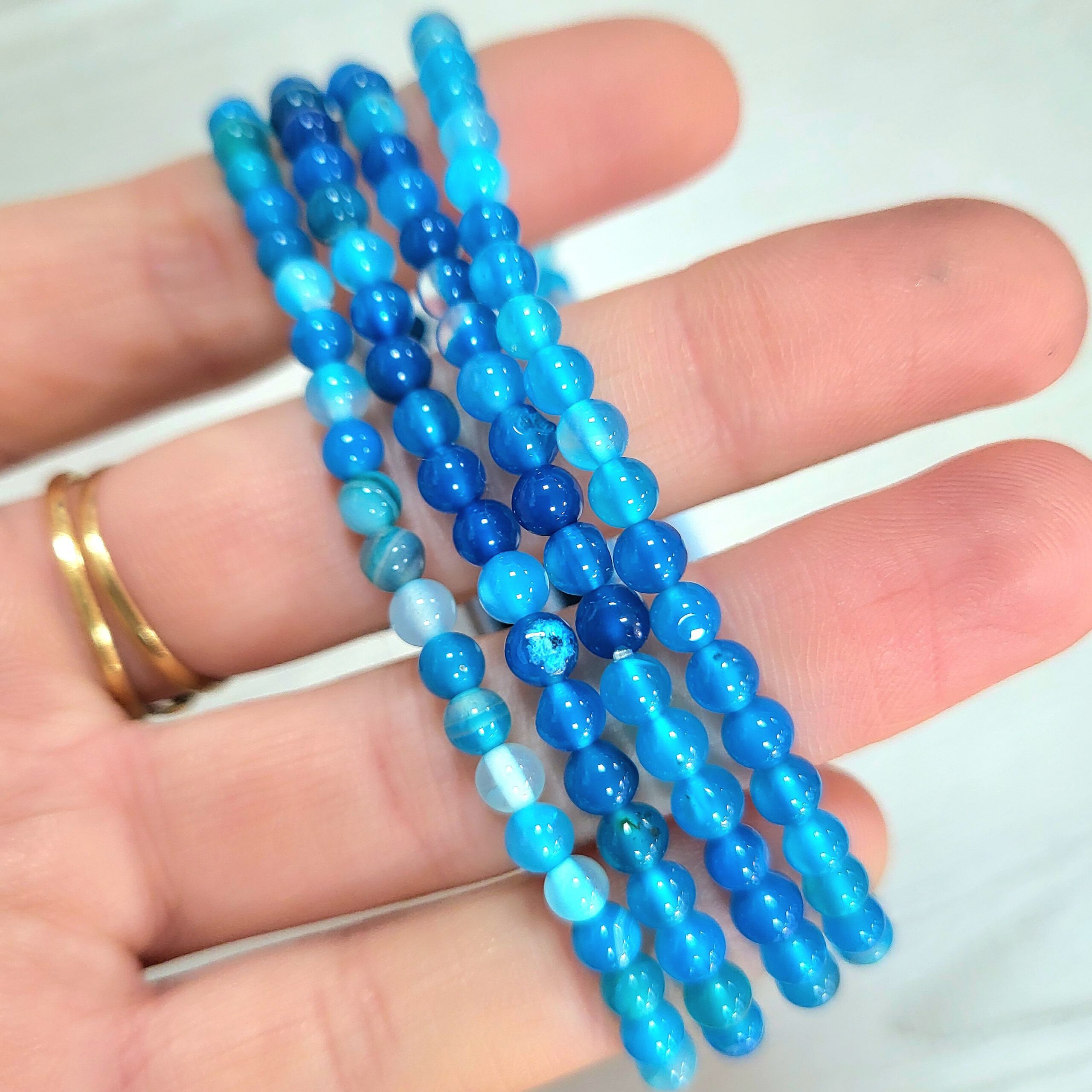 Pulsera Ágata Azul Pulsera Ágata Azul (bolitas 4mm) - Imagen 1