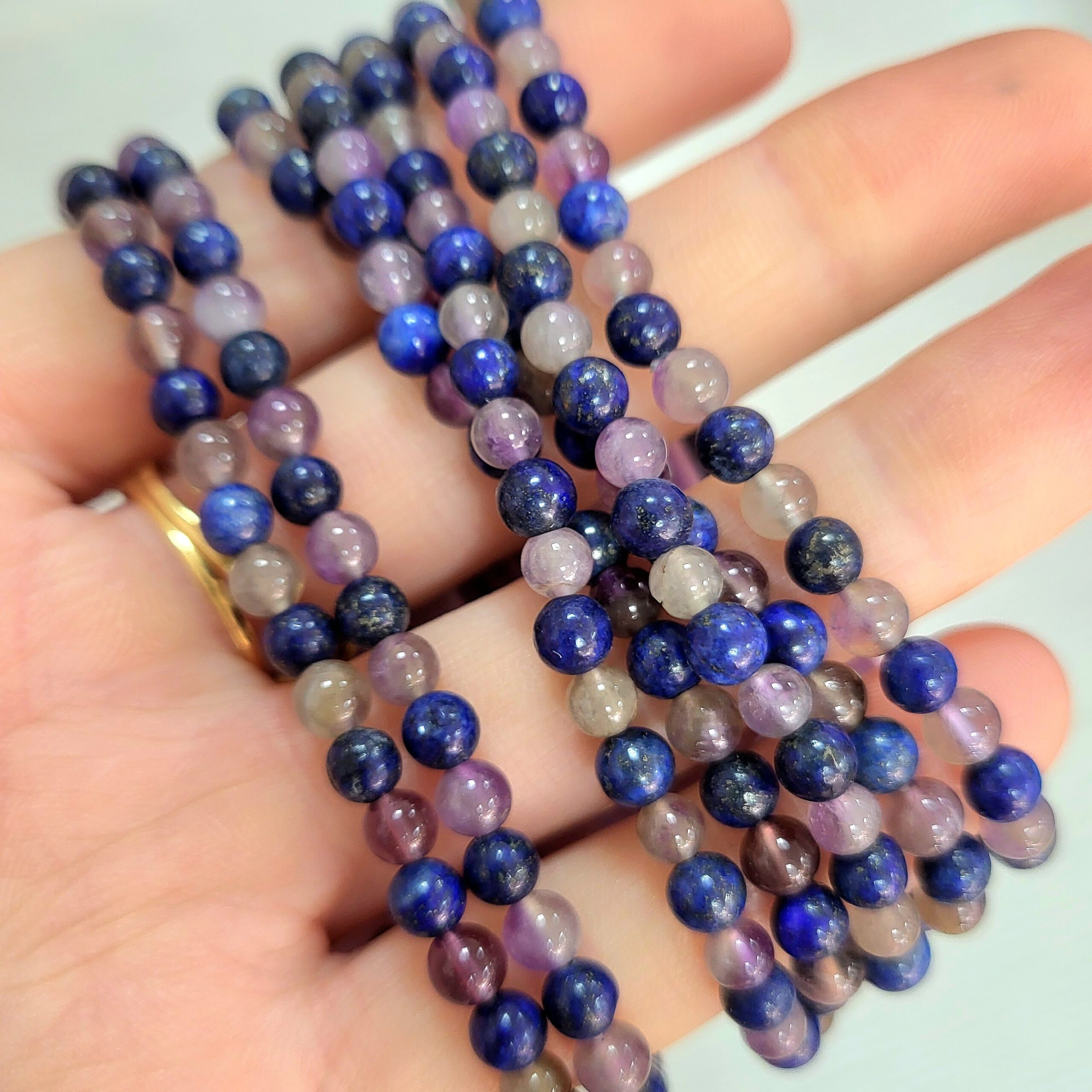 Pulsera Iluminación con amatista y lapislázuli Pulsera iluminación (Amatista + Lapislázuli) (4mm) - Imagen 1