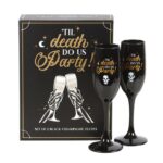 Juego de dos copas de cristal "Hasta que la muerte nos haga fiesta"