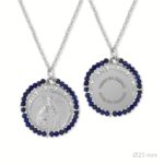 Medalla en Plata de Ley "Virgen del Carmen" con piedra natural Lapislázuli.