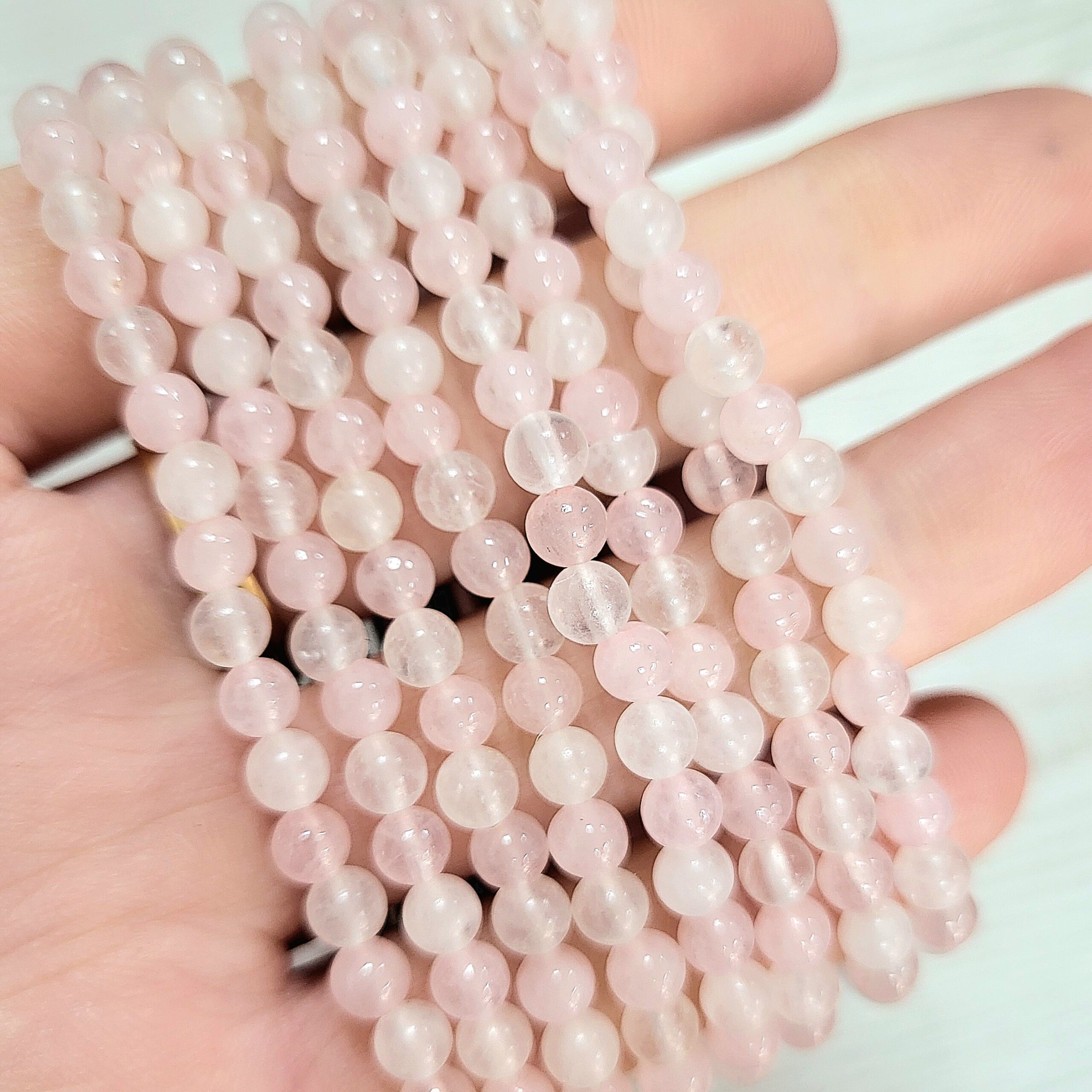 Pulsera Amor propio y pureza con piedra natural cuarzo rosa y cuarzo blanco Pulsera Amor Propio y Pureza (Cuarzo Rosa + Cuarzo Blanco) 4mm - Imagen 1