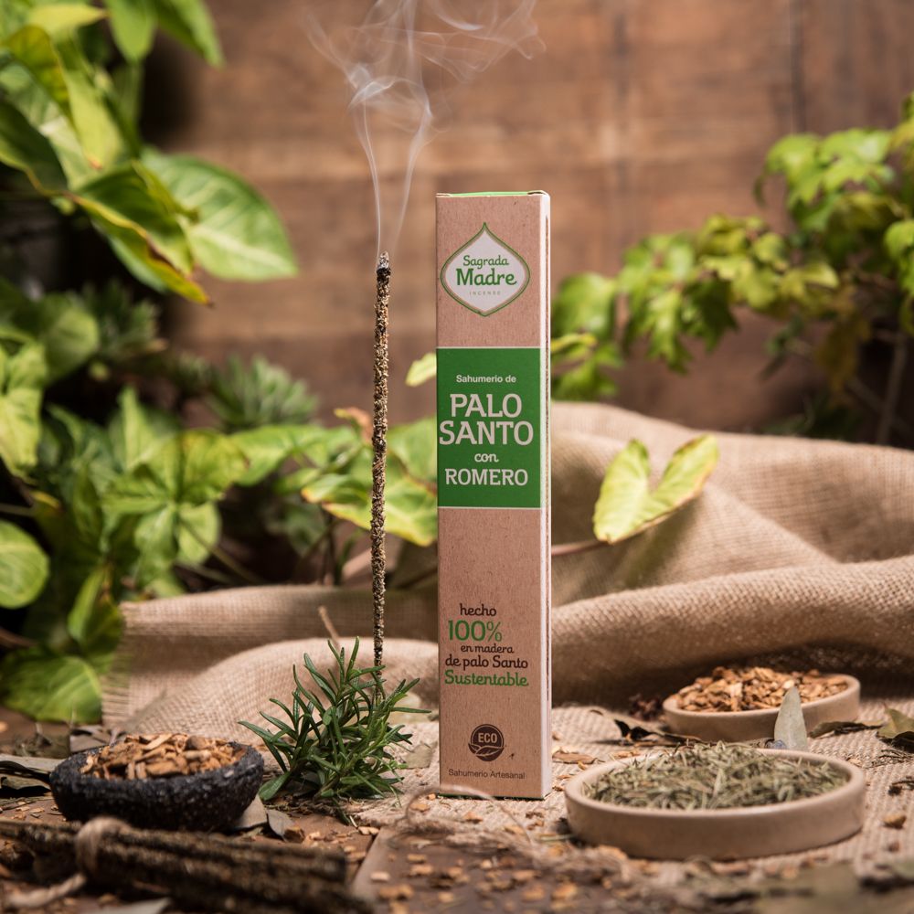 romero con palo santo Incienso con madera de Palo Santo - Imagen 1