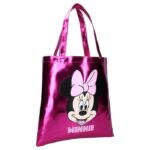 Bolso Shopping Minnie rosa metálico