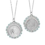 Gargantilla Virgen de Lourdes en Plata con perla y ágata