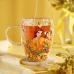 Taza de cristal doble Bella con flores secas - Disney - Imagen 4