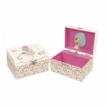 Joyero musical con muñequita y estampado floral