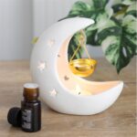 Quemador media luna blanca con plato dorado