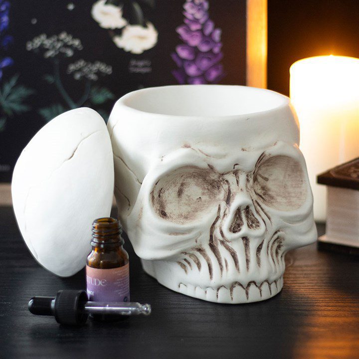 clavera quemador Quemador calavera de cerámica – Aceites y ceras aromáticas - Imagen 1