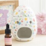Quemador floral de cerámica con forma de huevo – Aceites y ceras - Imagen 2