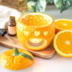 Quemador de Esencias Naranja Frutal – Cerámica Decorada con Tapa