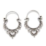 Aros Bali calados de plata de ley con cierre de gancho - 30x20mm