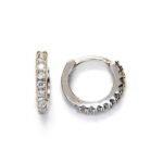 Mini Aritos de Plata de Ley Rodiada con Circonitas Blancas – 10 mm