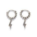 Aros de Plata de Ley Rodiada con Colgante Rayo – Aro 10 mm