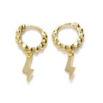 Aros de Plata de Ley con Baño de Oro y Colgante Rayo – Aro 10 mm