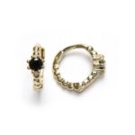 Aros de Plata de Ley con Baño de Oro y Circonita Negra – Aro 11mm