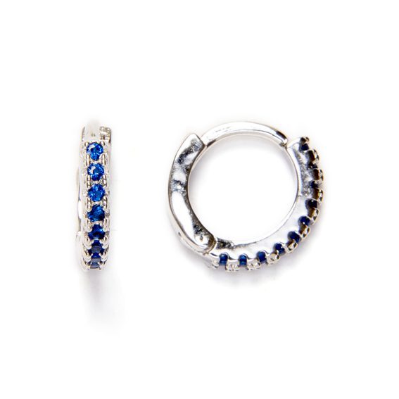 Mini Aritos de Plata de Ley Rodiada con Circonitas Azul Zafiro-10mm Mini Aritos de Plata de Ley Rodiada con Circonitas Azul Zafiro-10mm - Imagen 1