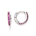 Mini Aritos de Plata de Ley Rodiada con Circonitas Rosa-10mm
