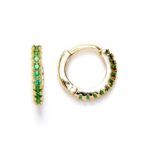 Mini Aros de Plata de Ley con Baño de Oro y Circonitas Verdes – 10 mm