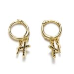 Aros de Plata de Ley con Baño de Oro y Colgantes de Cruz – Aro 10 mm
