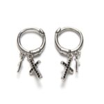 Aros de Plata de Ley Rodiada con Colgantes de Cruz – Aro 10 mm