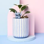 Maceta Stitch con planta artificial de cerámica decorativa