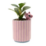 Maceta Ángel Stitch con planta artificial de cerámica rosa - Imagen 5