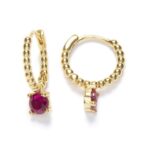Aros de Plata de Ley con Baño de Oro y Circonita Rosa – 19×5mm