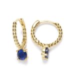 Aros de Plata de Ley con Baño de Oro y Circonita Azul – 19x5 mm