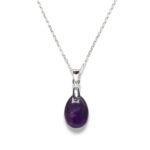 Collar de Plata de Ley con Colgante de Amatista Natural – Cadena 40 cm