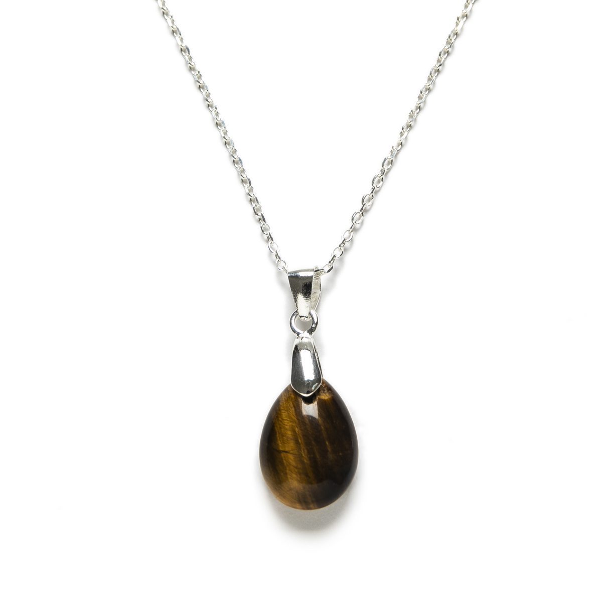 Collar de Plata de Ley con Colgante de Ojo de Tigre Natural – Cadena 40 cm Collar de Plata de Ley con Colgante de Ojo de Tigre Natural – Cadena 40 cm - Imagen 1