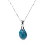 Collar de Plata de Ley con Colgante de Apatita Azul Natural – Cadena 40 cm