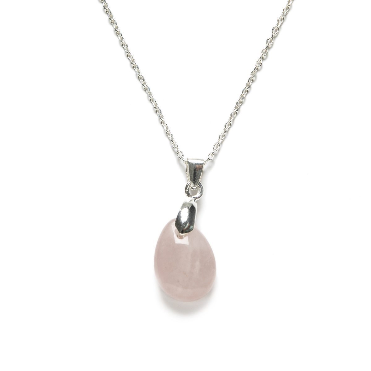 Collar de Plata de Ley con Colgante de Cuarzo Rosa Natural – Cadena 40 cm Collar de Plata de Ley con Colgante de Cuarzo Rosa Natural – Cadena 40 cm - Imagen 1