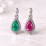 Colgante de Plata de Ley con Piedra Natural en Forma de Gota – 18×9 mm