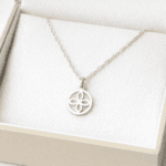 Gargantilla Flor Sigilo del Dinero Plata de Ley 15mm | Cadena Rolo 45 cm