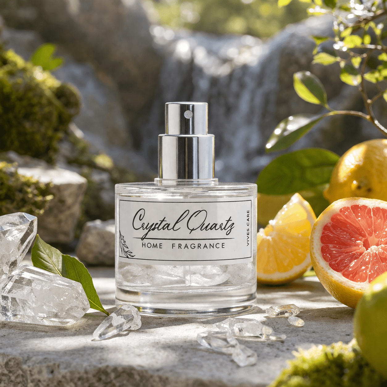 fragancia de perfume para el hogar con cuarzo cristal Fragancia hogar cuarzo y pomelo 30ml | Energía positiva - Imagen 1