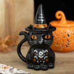 Taza El Gatito de la Bruja | Taza de Cerámica con Tapa para Café, Té e Infusiones