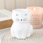 Quemador de Cera Gatito Blanco | Quemador de Esencias de Cerámica