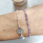 Pulsera Decenario de Plata de Ley con San Benito, Cruz de Caravaca y San Judas Tadeo - Imagen 2
