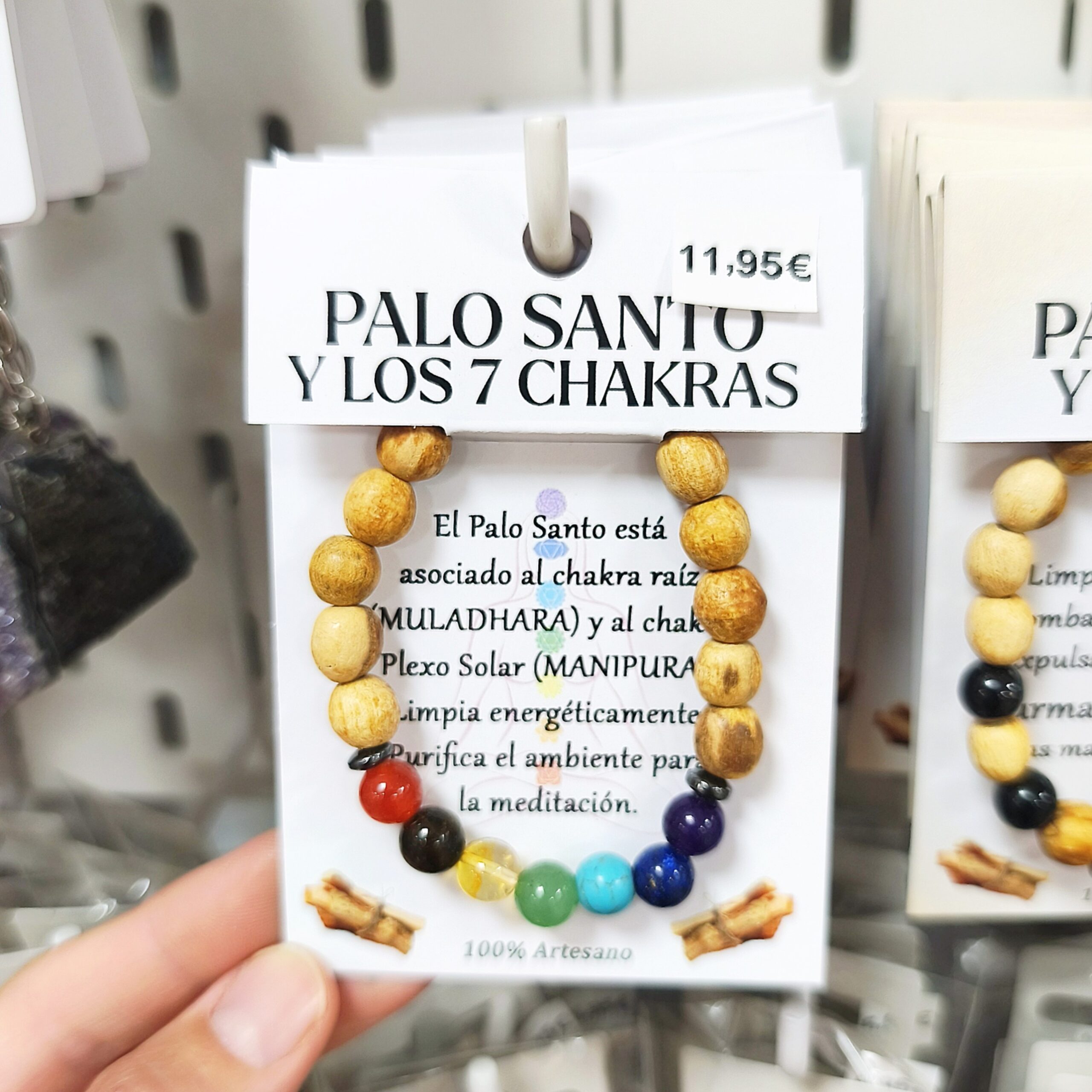 Pulsera de Palo Santo y los 7 Chakras | Pulsera Artesanal de Madera y Minerales Pulsera de Palo Santo y los 7 Chakras - Imagen 1